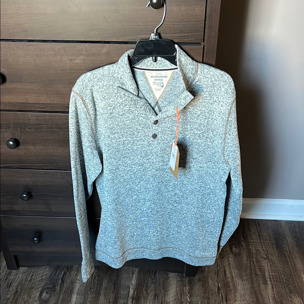 Weatherproof Vintage Brand New Gray Quarter-Zip Knit Sweater - Picture 1 of 4